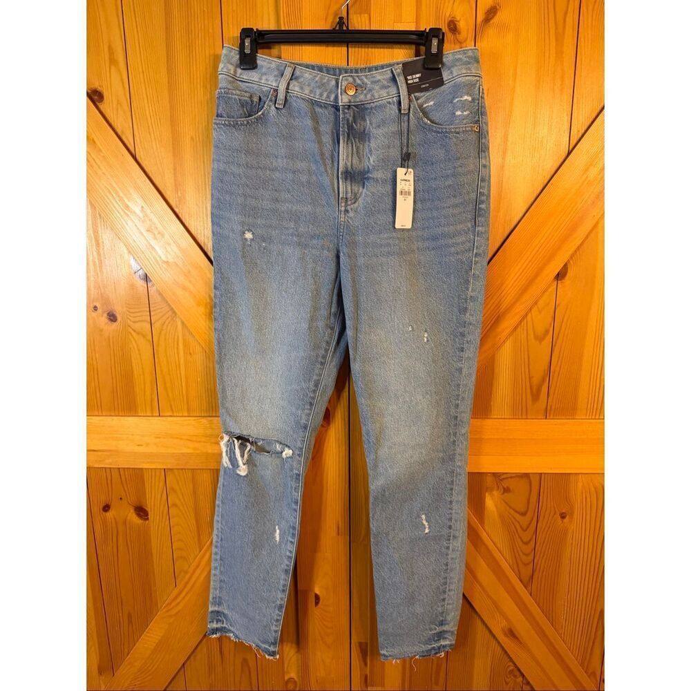 Express High-Rise Light Blue Distressed Jeans